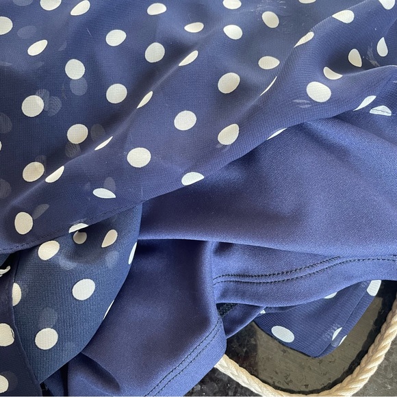 ALYX blue with white polka dots sleeveless Dress and belt size 16 - Picture 5 of 7